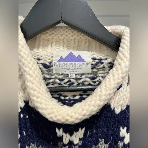 Vintage Handmade Global Rare sweater Mens/Womens Purple Mountain Co 100% wool XL - Picture 7 of 13